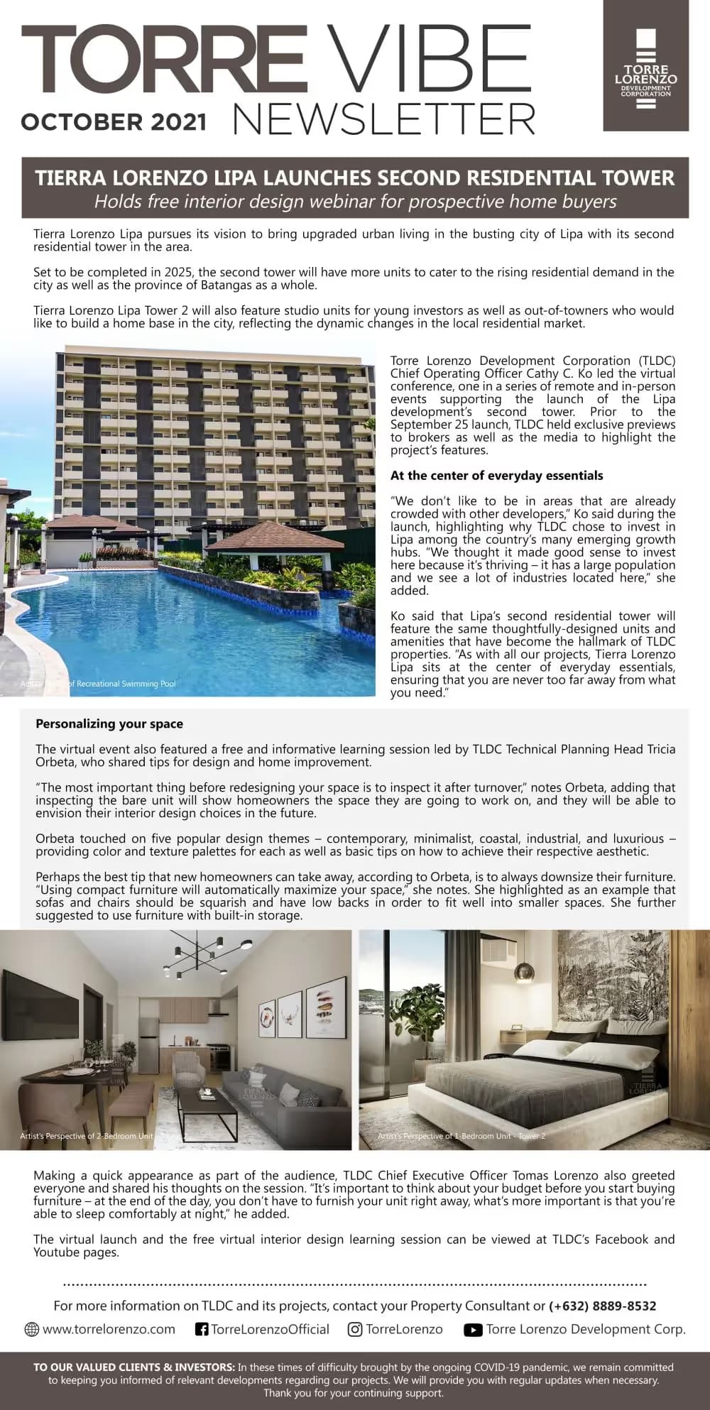 Tierra Lorenzo Lipa launches second residential tower