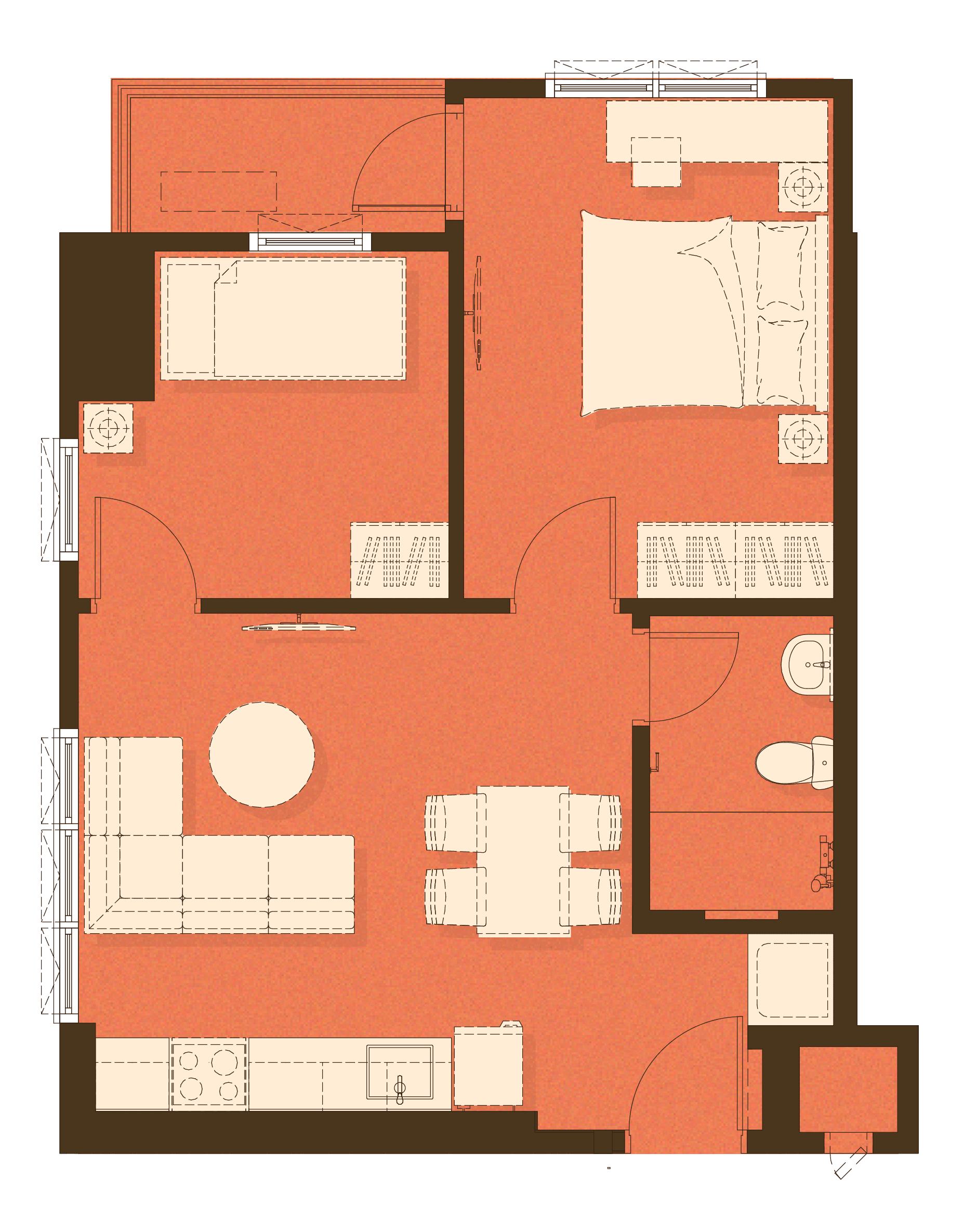 2 Bedroom B unit floor plan at Aranda at Balen Torre Lorenzo