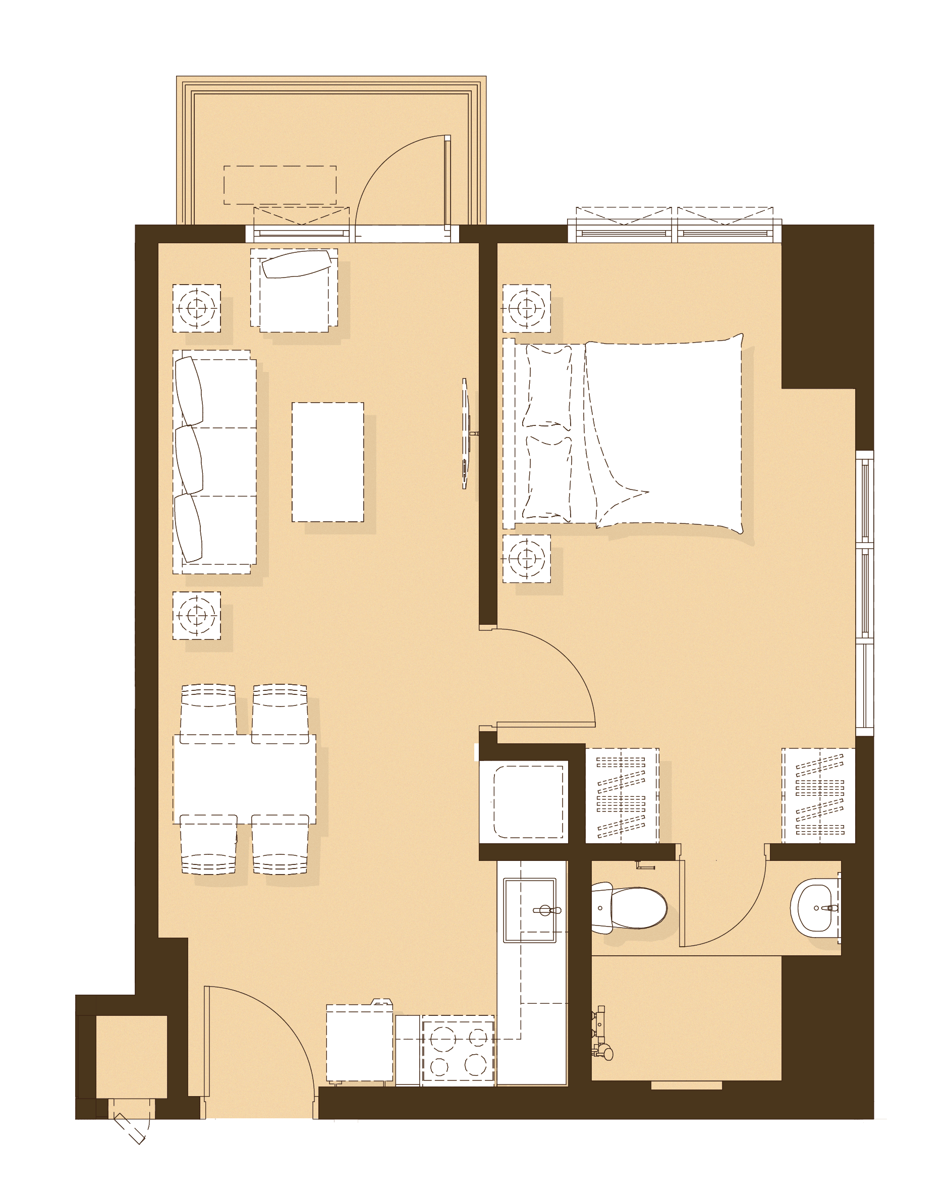 1 Bedroom A unit floor plan at Aranda at Balen Torre Lorenzo
