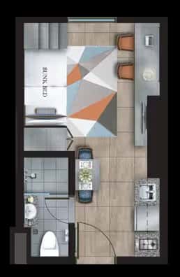 Studio b unit floor plan at Torre Lorenzo Loyola East Tower