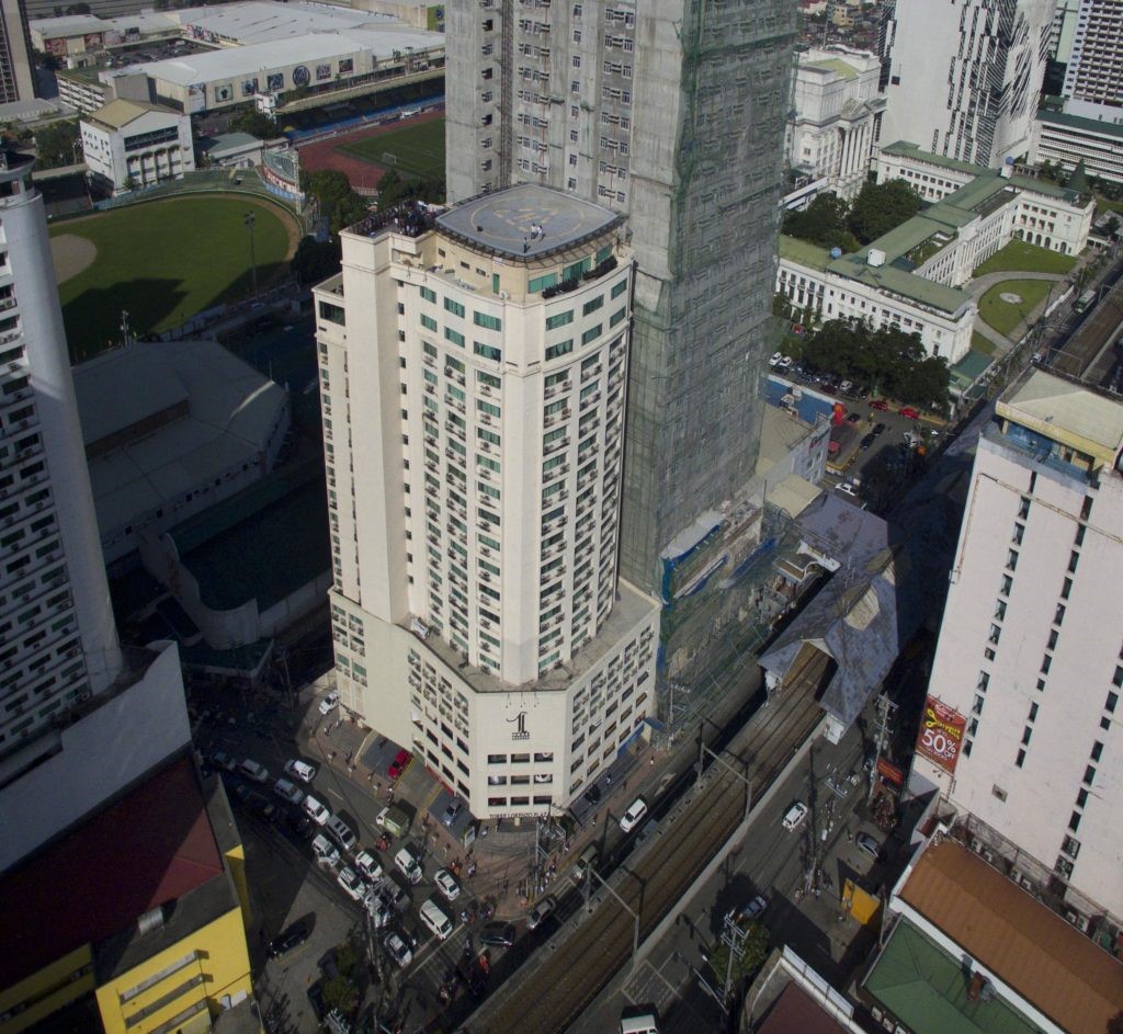 Newly built building, aerial view